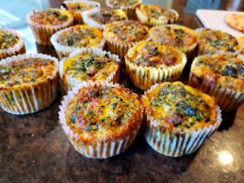 Spinach Sausage and Bacon  Muffins