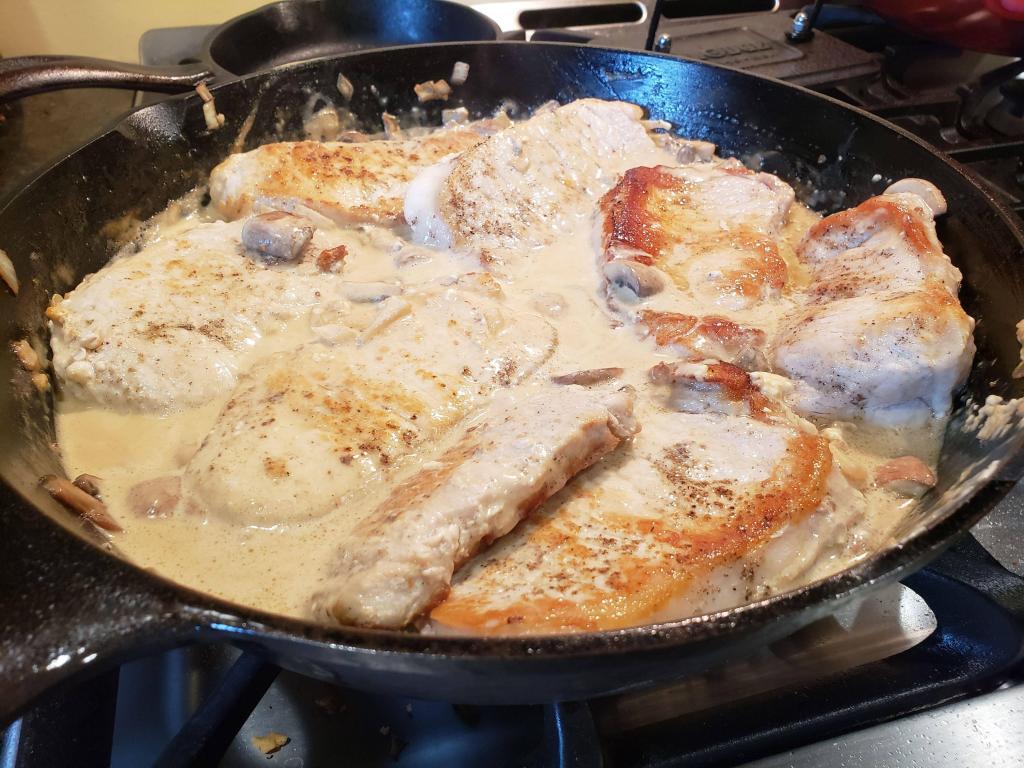 One Pan Creamy Mushroom Pork Chops Keto Low Carb Recipe